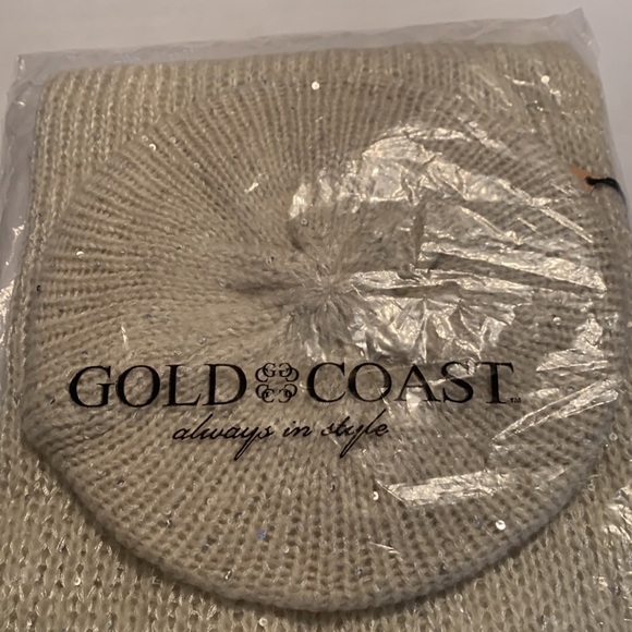 Gold Coast ladies scarf beret set ivory silver sequin New with tags - Picture 2 of 4